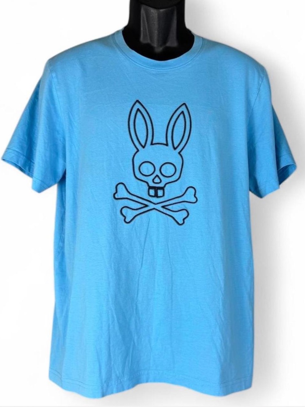 Psycho Bunny Blue Outline Skull Bunny Graphic Tee Size 6 L